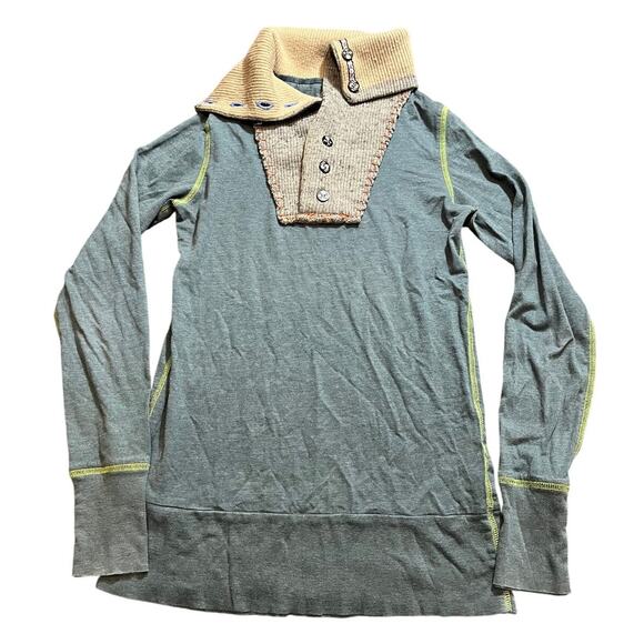 Free People Nordic Cozy Collar Sweater Women’s size Medium Y2K Style Button - Picture 1 of 9